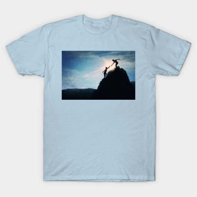 friends climbing a mountain T-Shirt by psychoshadow